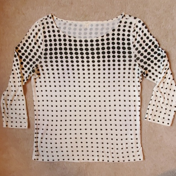 J.CREW size Small cream/black dotted shirt - Picture 6 of 8